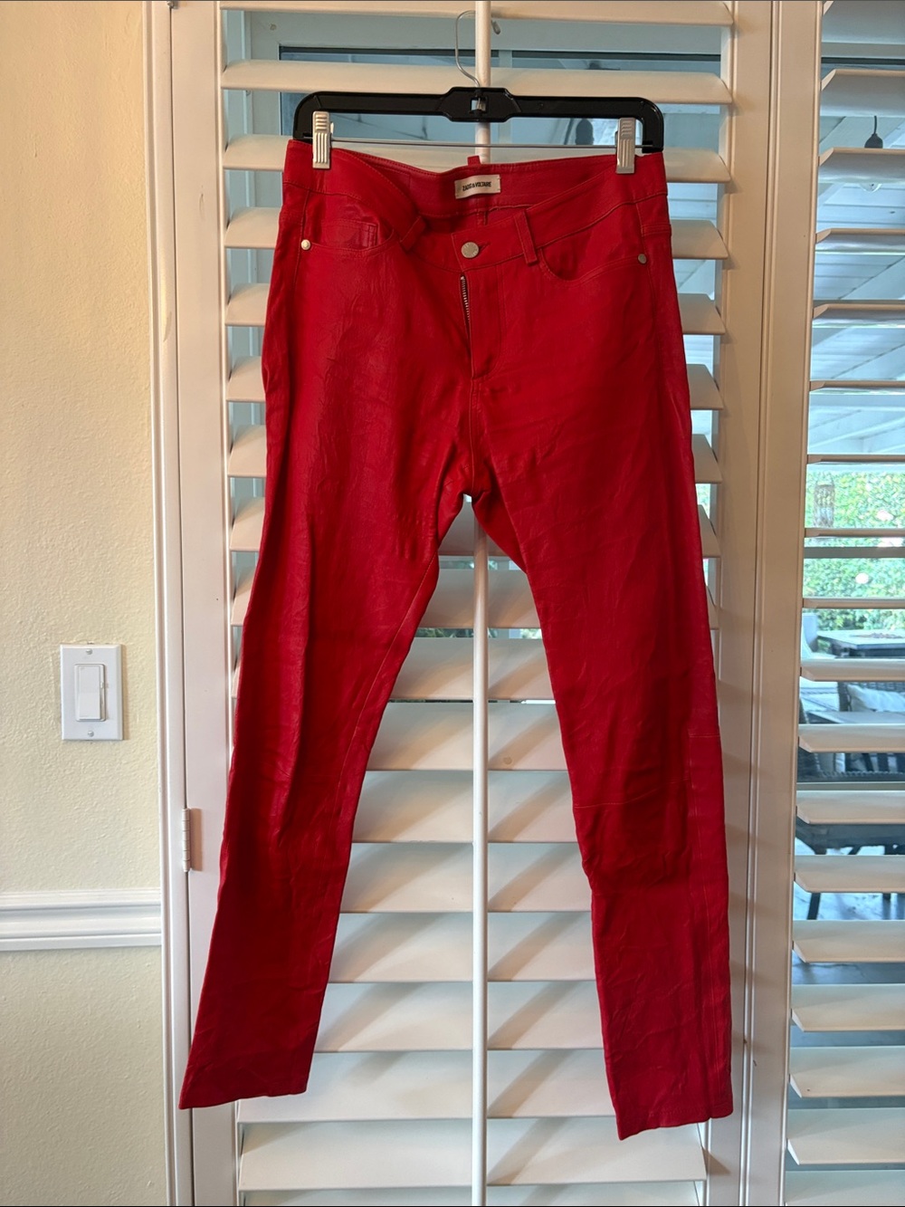 Zadig & Voltaire Red Leather Skinny Jeans